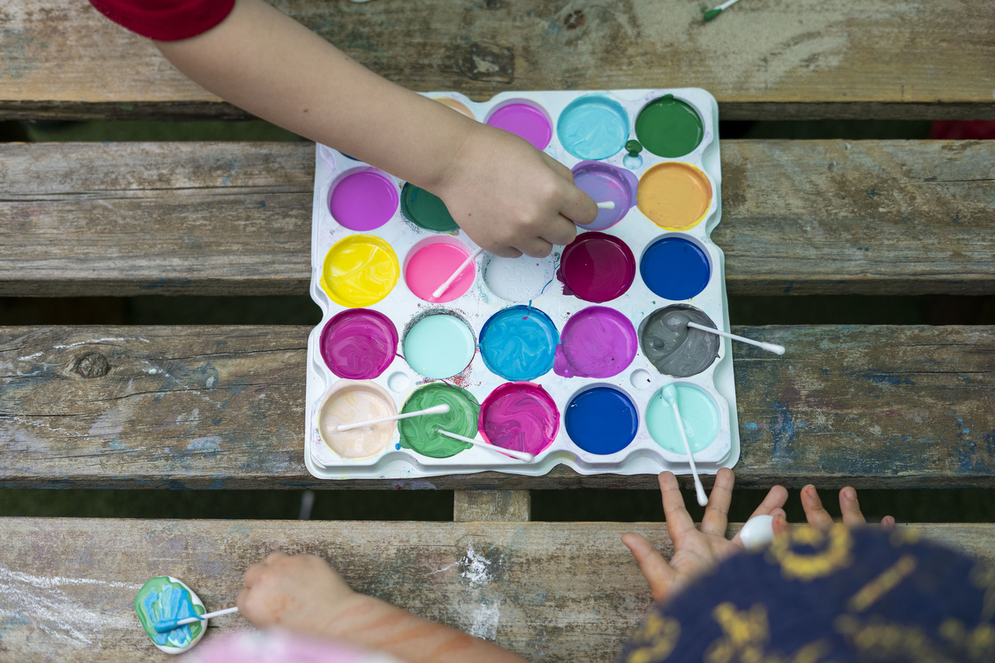 A paint palette with many different colours